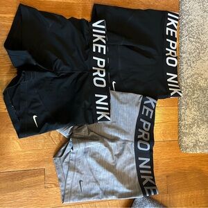 Nike Pro Black and Gray Shorts Set